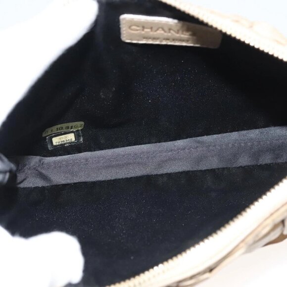 CHANEL Frill Chain Hand Bag Lamb Skin Beige Gold CC Auth yk18806 - Picture 14 of 16